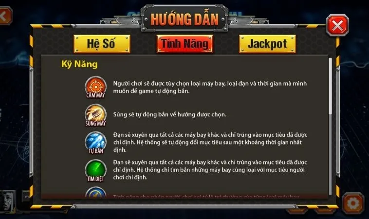 Các tính năng trong game Bắn Cá Đại Chiến B52 Tại 58Win