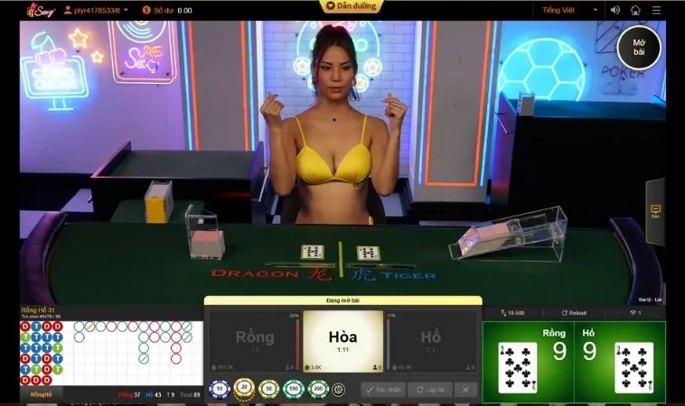 Trải nghiệm chơi Dragon Tiger 58Win cùng dealer xinh đẹp