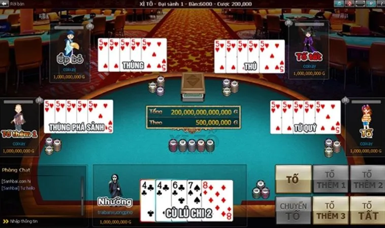 Bàn chơi Xì Tố 58Win